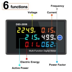 Contor digital AC SINOTIMER D85-2058, voltmetru, ampermetru, wattmetru, frecvență, factor de putere, energie kWh, 230V